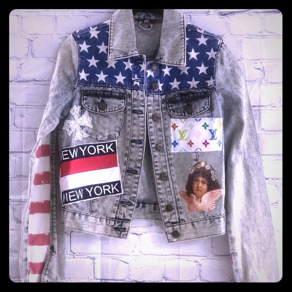 USA flag denim jacket